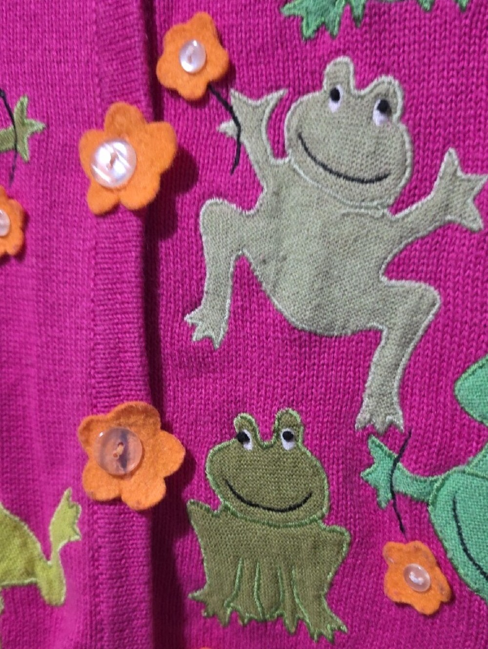 BellePointe Bright Pink Frog Appliqué Knit Vest - Picture 3 of 5